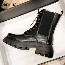 ENNIS Brand Genuine Leather Martin Boots Chunky Platform Boots Women Boots Black Shoes Motorcycle Autumn Winter Lace Up New A29A 2024 - buy cheap