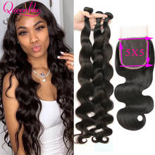 5X5 Peruvian Body Wave Bundles 100% Remy Human Hair Extensions Natural Color Machine Double Weft 3 bundles with closure Deals 2024 - buy cheap