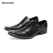 Batzuzhi Italian Style Men's Shoes Black Genuine Leather Dress Shoes Men Special Metal Toe Business Formal Oxford Shoes, EU38-46 2024 - buy cheap