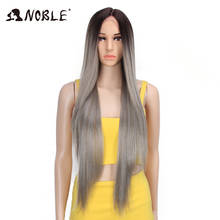 Noble-Peluca de cabello sintético liso para mujeres negras, peluca de encaje sintético, color rubio degradado, de 34 pulgadas, para Cosplay 2024 - compra barato