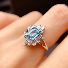 Женское кольцо с натуральным топазом, свадебное кольцо с голубым топазом 2024 - купить недорого
