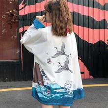 Yukata женское японское кимоно кардиган кран печатная азиатская одежда Повседневная рубашка кимоно Femme кимоно косплей блузки пальто Kawaii 2024 - купить недорого