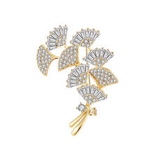 Vintage Crystal Ginkgo biloba Brooches Pins Clear Rhinestone Brooch Wedding Bridesmaid Leaves Pin Dress Jewelry Broach for Women 2024 - buy cheap