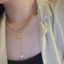 2021 European and American heavy industry letter B Pendant Necklace  Fashion clavicle chain thick chain Tassel Necklace 2024 - buy cheap