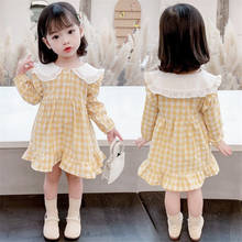 Yellow Children Spring Summer Doll Collar Dress Baby Girls Dresses Trendy Kids Long Sleeve Ruffle Special Occasion High Quality 2024 - buy cheap