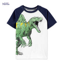 Little Maven New Summer Kids Dinosaur Drawing Tyrannosaurus Rex Printed O-neck Short- sleeved Cotton Knitted Boys Casual Tshirts 2024 - buy cheap