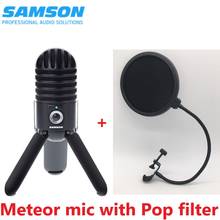 Microfone samson meteor profissional, microfone cardioide usb para estúdio, com 3 pernas dobráveis, para jogos, gravação e transmissão 2024 - compre barato