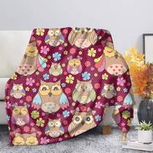 Upetstory Cute Cartoon Owl Print Large Kids Fleece Blanket Bedding Sheet Bedspread Blankets Personalized Flannel Thin Quilts 2024 - buy cheap