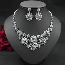 HIBRIDE Vintage Snow Flower Design 2pcs Zirconia Necklace and Earring Set Women Bridal Wedding Jewelry collier femme N-948 2024 - buy cheap