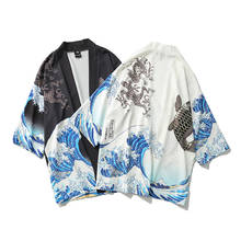 Chaqueta Kimono con estampado de grulla japonesa para hombre, cárdigan informal de manga 2019, estilo japonés, prendas de vestir a la moda, 3/4 2024 - compra barato