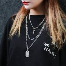 Multi-Layer Chain Necklace Punk Cross Geometric Pendant Necklace for Women Men aesthetic Choker Chains Hip Hop Goth Jewelry Gift 2024 - buy cheap