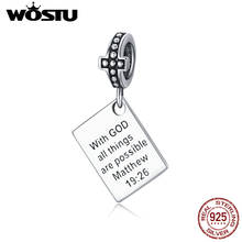 WOSTU 925 Sterling Silver Bible Charms With God all things are possible matthew Religion Beads Fit Bracelet Jewelry BKC1424 2024 - buy cheap