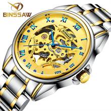 BINSSAW, relojes de marca de lujo a la moda para hombres, 2020, nuevo reloj mecánico automático, reloj de pulsera esqueleto dorado para hombre, reloj Masculino 2024 - compra barato
