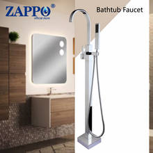 Хромированный смеситель для ванны ZAPPO, напольный кран «Водопад» для ванной комнаты, ручной душ с хромированной отделкой, отдельно стоящий 2024 - купить недорого