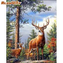 RUOPOTY Painting By Numbers Kits For Adults Diy Framed On Canvas 60x75cm Sika Deer Animal Picture By Number Unique Diy Gift Craf 2024 - buy cheap