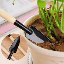 Mini ferramenta de jardinagem portátil 3 pçs, pá de metal para plissar solo, plantas, flores, cabo de madeira, conjunto de ferramentas de jardinagem 2024 - compre barato