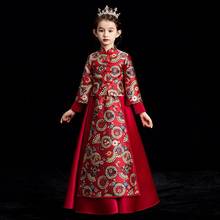 Платье Чонсам для девочек Hanfu детское платье в традиционном китайском стиле Tangsuit Детские Вечерние наряды платье Ципао с разрезами с свадебное платье, костюмы, подарок при покупке 12274 2024 - купить недорого