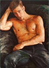 100%Handmade  Original Oil Painting young Man Portrait nude gay muscle 2024 - buy cheap