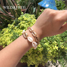 Wild & Free-Pulseras de conchas de concha hechas a mano para mujer, brazaletes ajustables de conchas de mar doradas, joyería Bohemia, 2019 2024 - compra barato