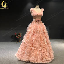 JIALINZEYI-vestido de noche de lujo con flores rosas del Rin, vestido de noche con cuentas doradas, color rosa, 2021 2024 - compra barato