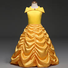 Disney-vestido infantil de princesas da bela, para meninas, com laços, roupas para festa de natal 2024 - compre barato