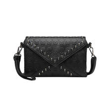 Popular Fashion Womens Personalise Punk Rivet Skull Shoulder Bag Handbag Black 2024 - buy cheap