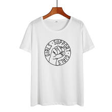 Женская футболка с надписью «Girl Support», черно-белая футболка с графическим рисунком в стиле Харадзюку, для лета, 2019 2024 - купить недорого