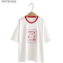 2020 new Cotton Women's Cartoon rabbit Print Harajuku T Shirt Short Sleeve O-Neck Summer T Shirts Femme Casual Basic Tops Tees 2024 - buy cheap