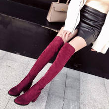 Overknee Boots Woman Flat Bottom Woman High Elastic Round Boots Head Long boots knee over sexy shoes red high knee boots LJA885 2024 - buy cheap