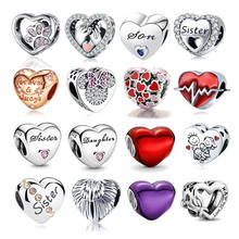 2022 New 925 Sterling Silver Love Heart DIY Charms Sweet Home Dad Sister Mom Wife Fit Original   Bracelet Beads Jewelry 2024 - buy cheap