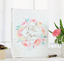 Livro de assinaturas personalizado com coroa de flores, folha de assinaturas para casamento, chá de bebê, álbum de aniversário 2024 - compre barato