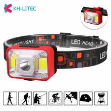 Lanterna de cabeça portátil xpe + cob led, farol para caça e pesca com 5 modos recarga usb