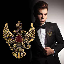 Men's High-grade Vintage Wings Double-headed Eagle Badge Brooches Punk Crown Key Suit Pin Jewelry Trendy Crystal Brooch 2024 - buy cheap