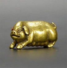 YM Copper Statue Collectable Chinese Brass Carved Animal Zodiac Pig Exquisite Small Pendant Statues 2024 - buy cheap