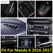 Carbon Fiber Accessories For Mazda 6 2016 2017 Dashboard Air AC GPS Display Window Lift Panel Gear Shift Frame Cover Kit Trim 2024 - buy cheap