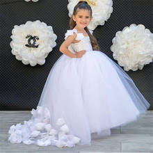 White Tulle Flower Girl Dresses For Special Occasion Sleeveless Applique Backless Csutom Made Girls Pageant Holy Communion Gowns 2024 - buy cheap
