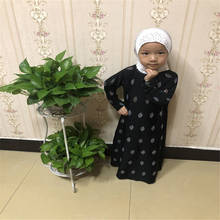 Abaya musulmana para niños, Turquía, Ramadán, caftán negro, Vestido largo de Dubái para niñas, Abayas, caftán de Oriente Medio, ropa islámica 2024 - compra barato