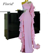 Muslim Pink One Shoulder Prom Dress 2020 Long Sexy Middle East Robe De Soiree Dubai Vestidos De Fiesta De Noche Evening Gowns 2024 - buy cheap