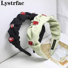 Lystretc., tiara feminina de tecido, para mulheres, vermelha, strass, larga, aro de cabelo, vintage, acessórios para cabelo 2024 - compre barato