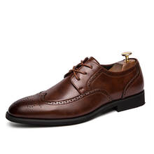 men large size casual business wedding formal dresses soft leather brogue shoes carved bullock shoe lace-up gentleman sneakers 2024 - buy cheap
