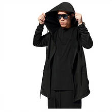 Capa gótica com capuz para homens, casaco longo de trench coat punk casual preto 2024 - compre barato
