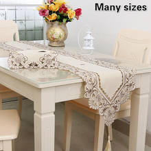 European-style Khaki Hollow Cloth Embroidered Table Runner Pad TV Cabinet Piano Cover Bedroom Study Decoration Camino De Mesa 2024 - buy cheap