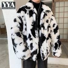 Fashion Mens Hip Hop Loose Fit Hairy Faux Fur Jacket Colors Mixed High Street Man Winter Artificial Fur Coat Outwear Overcoat 2024 - buy cheap