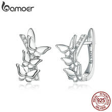 Bamoer-pendientes Plata de Ley 925 auténtica mariposa brillante para mujer, joyería fina con estilo, bisutería, BSE422, 2020 2024 - compra barato