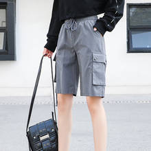 Women Fashion Streetwear Cargo Pants Black Knee Length Elastic Waist Joggers Female Loose Trousers Casual Plus Size Harem Pants 2024 - buy cheap