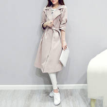 Trench coat feminino 2021 primavera outono coreano cintura fina estilo britânico longo casaco outwear moda elegante blusão 2024 - compre barato