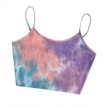 Women Fashion Tie Dye Print Tank Vest Summer Sleeveless Sexy Crop Tops Ribbed Knitted Tunic Leisure Basic Bodycon Bra Camis 2024 - buy cheap