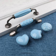 Blue Ceramic Cabinet Knobs and Handles Drawer Kitchen  Pulls Furniture Hardware 2024 - buy cheap