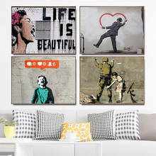 Grafiti clásico de Banksy, arte y caligrafía, lienzo de moda nórdica, carteles e impresiones, imagen artística de pared para decoración del hogar 2024 - compra barato