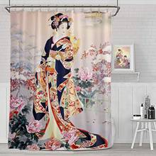 Cortina de ducha japonesa de Geisha para baño, impermeable, lavable 2024 - compra barato